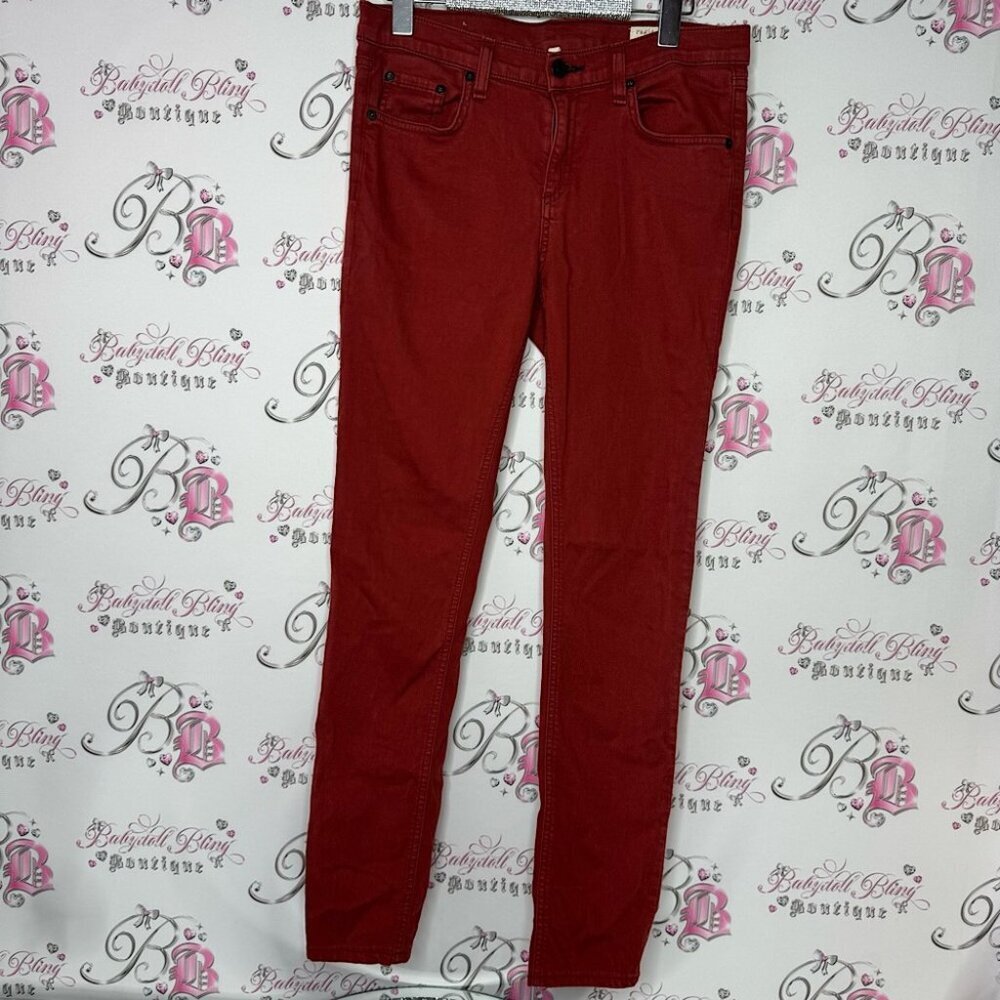 Rag & bone skinny jeans clay burgundy rusty orange red stretchy soft pants denim